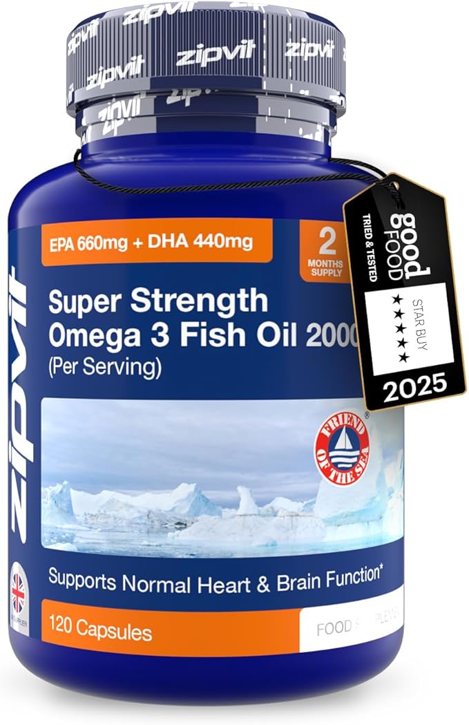 Omega 3 Fish Oil 2000mg, EPA 660mg DHA 440mg per Daily Serving. 120 Capsules