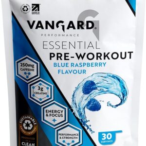 Vangard Essential Pre-Workout Blue Raspberry Flavour 270g - 30 Servings