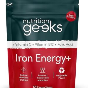 Iron Tablets High Strength – Energy Tablets with Vitamin C, B12 & Folic Acid