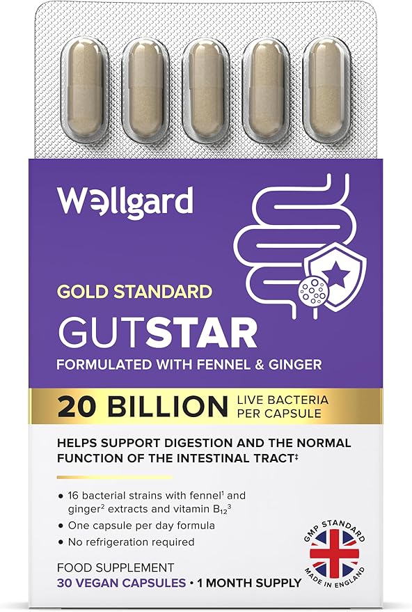 Wellgard Gutstar Probiotics - 16 Strain Probiotics for Gut Health with Fennel and Ginger